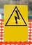 Sign with the symbol of a lightning bolt for electrocution Dange