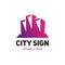 Sign Template in the form of a silhouette of a small city