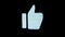 Sign template isolated on black background. Animated social media symbol hand showing thumb up, like icon reaction on