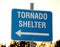 Sign for a tornado shelter