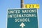 A sign for the United Nations International School