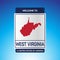 The Sign United states of America with message, West Virginia and map on Blue Background vector art image illustration