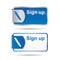 Sign up button or icon with reflective web2 design