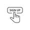 Sign up icon in flat style. Finger cursor vector illustration on white isolated background. Click button business concept