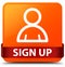 Sign up (member icon) orange square button red ribbon in middle