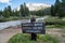 Sign warning of a domestic water supply - do not contaminate - located along the Dana Fork creek in Yosemite National Park