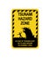 Sign warning of a tsunami.