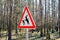 Sign about of wild moose on a forest road