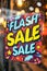 A sign on a window that says flash sale, AI