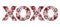 Sign XOXO made from folk flowers, dots, abstract hearts on white background. Floral decor for the wedding and St. Valentine`s Day