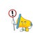 With sign yellow loudspeaker cartoon character for bullhorn