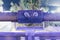 Sign of the zodiac Virgo on the bridge of the Wishing Bridge in the violet light of a spotlight located on old city Yafo in Tel Av