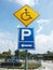 Signage for disabled parking. Established in a place reserved for the disabled.