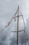 Signal flags on the mast of a tall ship