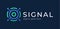 Signal logo. Modern satellite eye communication logo vector. The satellite in the space vector flat design illustration. Good