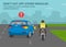 Signal before making a turn and don`t cut off other vehicles warning. Traffic or road rules. Back view of a suv car and bike rider