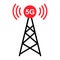 Signal tower icon, wireless technology network sign, antenna wave radio vector illustration