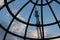 Signal towers and dusk clouds in grid silhouettes