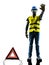 Signals safety warning triangle man stop gesture