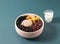 Signature Double Taro Panna Cotta served in bowl isolated on background top view of taiwan food