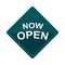 Signboard now open advertising isolated design flat icon