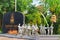 Signboard with statues at Bali Taman Nusa Cultural Park entrance