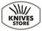 Signboard store knives. Different types of knives above the letters
