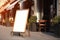 Signboard on the street. Empty menu stand. A sign on the sidewalk of a restaurant.