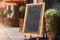 Signboard on the street. Empty menu stand. A sign on the sidewalk of a restaurant.