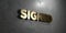 Signed - Gold sign mounted on glossy marble wall - 3D rendered royalty free stock illustration
