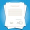 Signed paper deal contract agreement business vector illustration