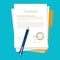 Signed paper deal contract icon agreement pen on desk flat business illustration vector