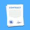 Signed and stamped contract paper icon