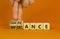 Significance and importance symbol. Businessman turns cubes changes the word importance to significance. Beautiful orange