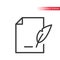 Signing contract or document line vector icon. Sheet of paper, paperwork with a quill pen.