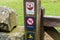 Signpost above Once Brewed on Hadrian`s Wall Walk saying no drones