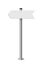 Signpost with blank direction sign on road. Metal pole with white arrow board vector illustration. Retro steel street