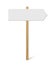 Signpost with blank direction sign on road. Wooden stick with white arrow board vector illustration. Retro street post