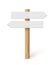 Signpost with blank direction signs on road. Wooden stick with white arrow boards vector illustration. Retro street post