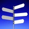Signpost with five white arrows, abstract blue background