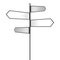 Signpost with four multidirectional white blank arrows. Realistic illustration