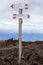 Signpost indicating the shelters on Etna