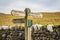 Signpost on Mastiles Lane between Malham Tarn and Kilnsey