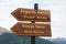 Signpost at observation balcony at the Perito Moreno Glacier Visitors Center in the Los Glaciares National Park