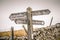 Signpost on the Pennine Way above Horton in ribblesdale in the Yorkshire Dales