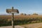 Signpost on the popular Elbe cycle path near Magdeburg