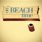 Signpost with the text on beach time, with a retro look
