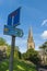 Signpost to the cathedral in English and Welsh