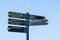 Signpost with tourist information signs in Scheveningen, The Hag