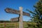 Signpost on The Yorkshire Wolds Way - a National Trail in the Yorkshire Wolds. England, UK